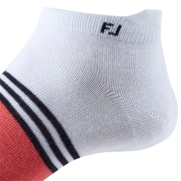 FootJoy Ladies PD LTWT Roll Tab Socks WHT CORAL - Image 2