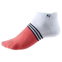 FootJoy Ladies PD LTWT Roll Tab Socks WHT CORAL