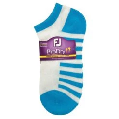 FootJoy Ladies ProDry LW Fashion Socks White Turquoise Stripe