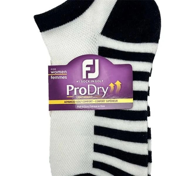 FootJoy Ladies ProDry LW Fashion Socks White Black Stripe - Image 2