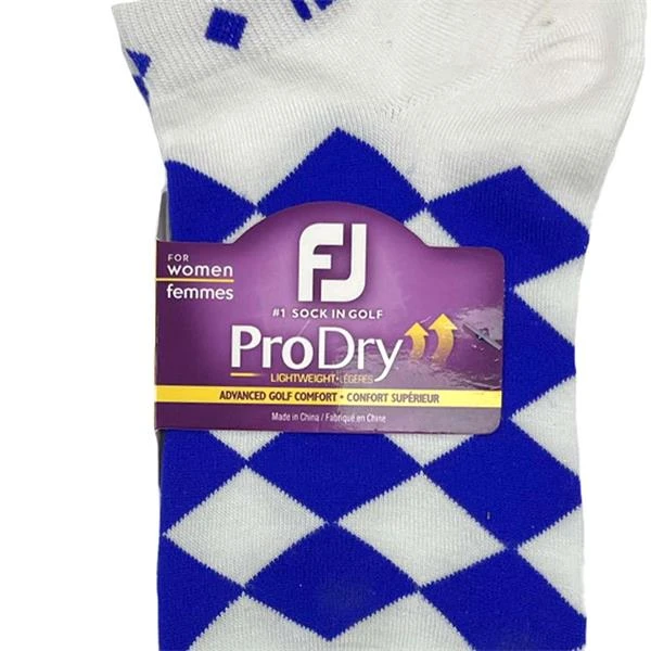FootJoy Ladies ProDry LW Fashion Socks White Royal Diamond - Image 2