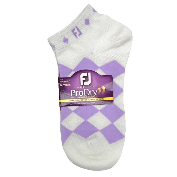 FootJoy Ladies ProDry LW Fashion Socks White Lavender Diamond - Image 2
