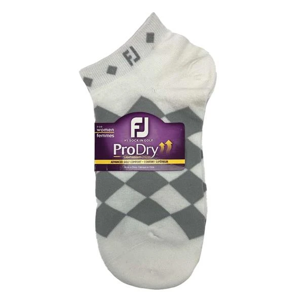 FootJoy Ladies ProDry LW Fashion Socks White Grey Diamond