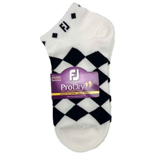 FootJoy Ladies ProDry LW Fashion Socks White Black Diamond