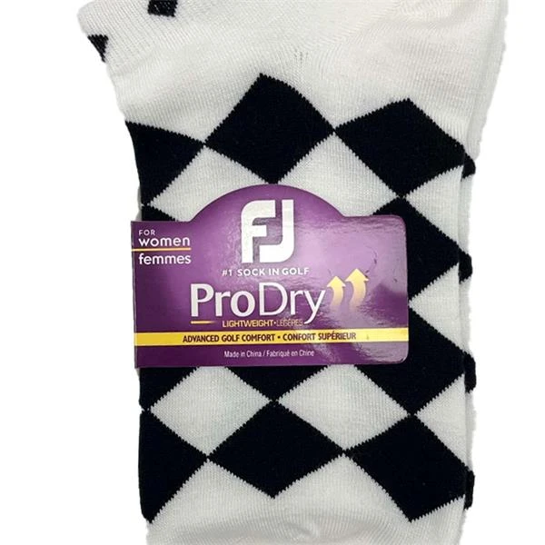 FootJoy Ladies ProDry LW Fashion Socks White Black Diamond - Image 2