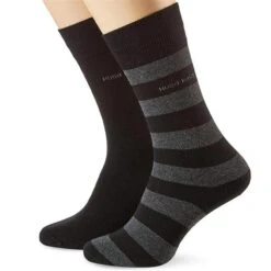 Boss Gents Block Stripe Socks 2 Pack 43-46 Black 001