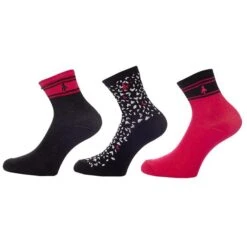 3 Pairs Socks Black - Deep Pink