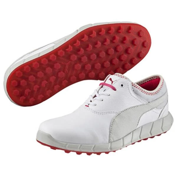 Puma Ladies Ignite Shoes White - Grey - Red - Image 3