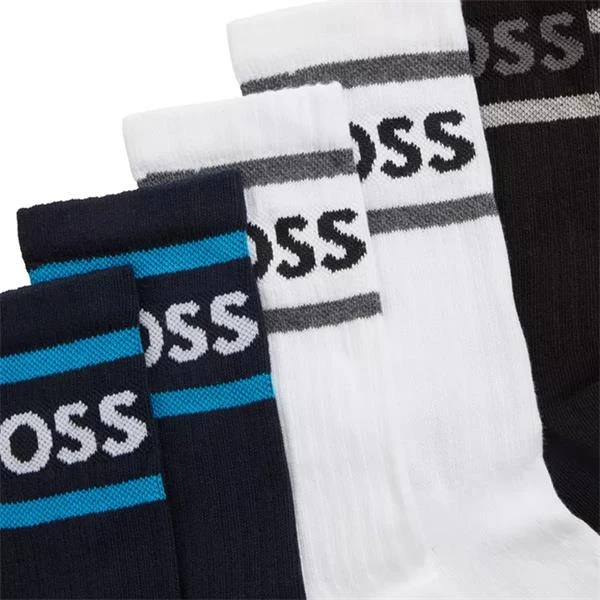 Boss Gents Rib Strip 3-Pack Socks Black - White - Blue - Image 2