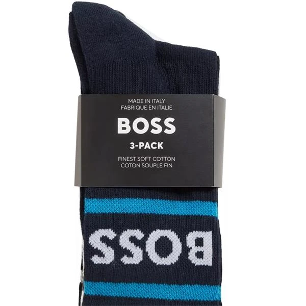 Boss Gents Rib Strip 3-Pack Socks Black - White - Blue - Image 3