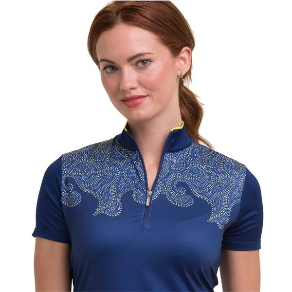 Ladies Tipped Mock Polo Inky Multi - Image 3