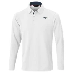 Mizuno Gents Breath Thermo Long Sleeve Polo Shirt White