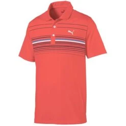 Puma Gents MATTR Canyon Polo Shirt Hot Coral - Cobalt