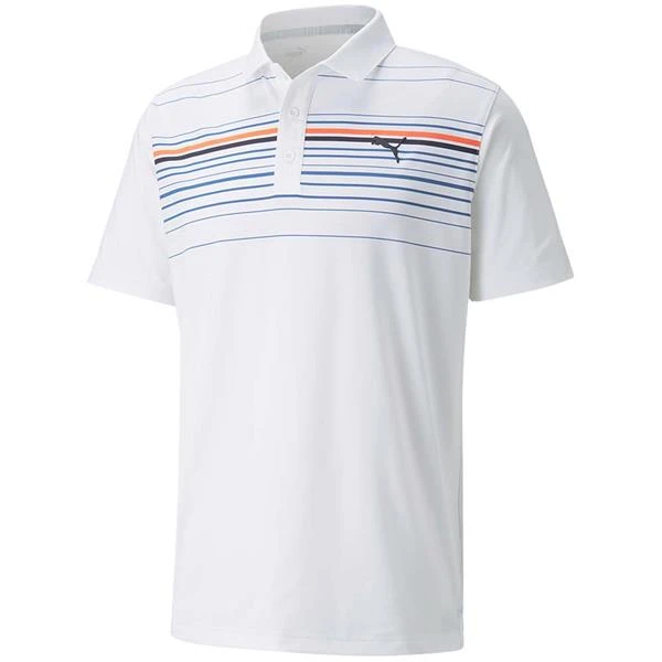 Puma Gents MATTR Canyon Polo Shirt White - Hot Coral
