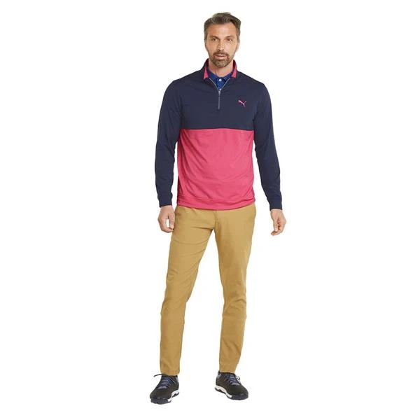 Puma Gents Gamer Colorblock ¼ Zip Navy Blazer - Sunset Pink - Image 5
