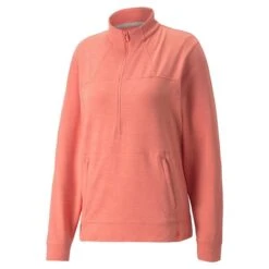 Puma Ladies Cloudspun Rockaway ¼ Zip Top Carnation Pink