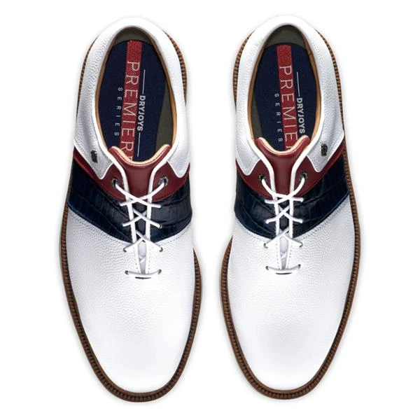 FootJoy Gents Premiere Packard Shoes White - Navy - Red - Image 6
