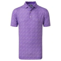 FootJoy Gents Tossed Tulips Lisle Polo Shirt Violet - White