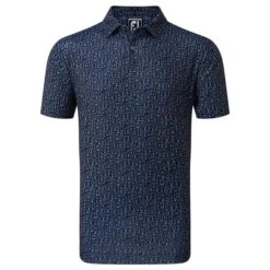 FootJoy Gents Glass Print Lisle Polo Shirt Navy