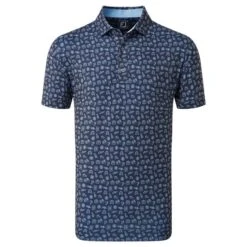 FootJoy Gents Travel Print Lisle Polo Shirt Navy - Blue