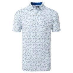 FootJoy Gents Travel Print Lisle Polo Shirt White - Twilight