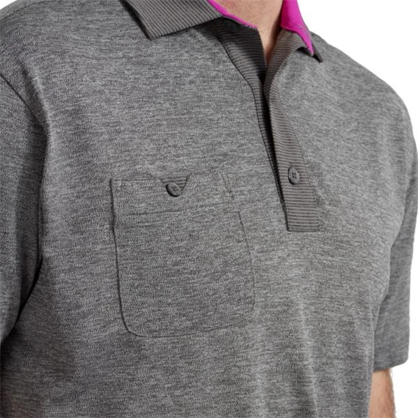 FootJoy Gents Heather Pinstripe Shirt White - Black - Image 3