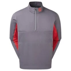 FootJoy Gents HydroKnit Waterproof Half Zip Charcoal - Red - White