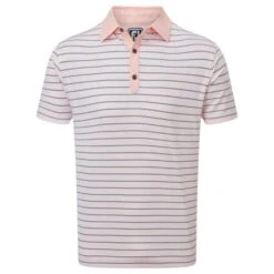 FootJoy Gents Accented Stripe Lisle Shirt Pink - Graphite