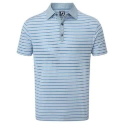 FootJoy Gents Accented Stripe Lisle Shirt Grey - White - Royal