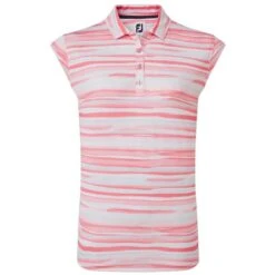FootJoy Ladies Cap Sleeve Watercolour Print Lisle Coral