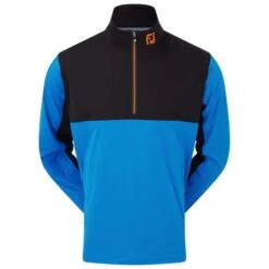FootJoy Gents HydroKnit Waterproof Half Zip Sapphire - Black - Orange