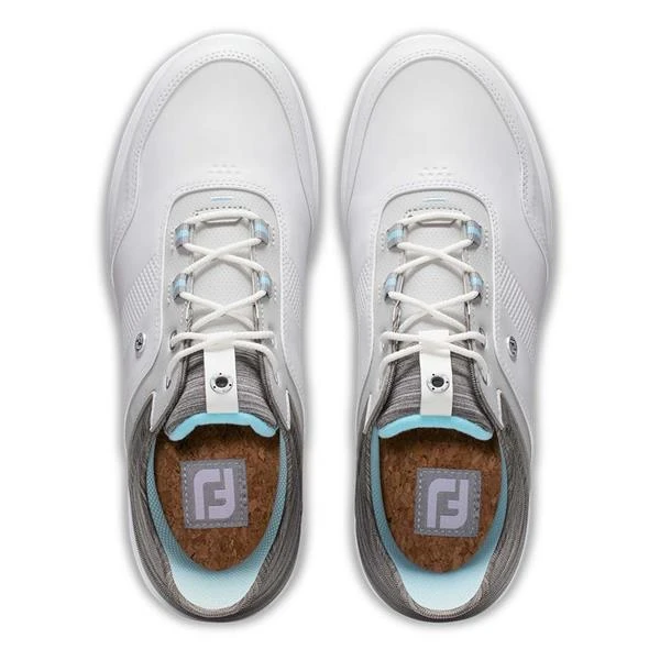 FootJoy Ladies FJ Stratos Shoes White - Grey - Ice Blue - Image 4