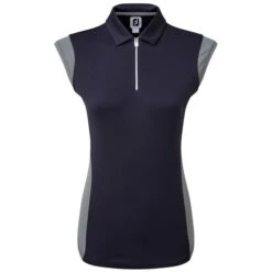 FootJoy Ladies Cap Sleeve Polo Shirt Navy - White