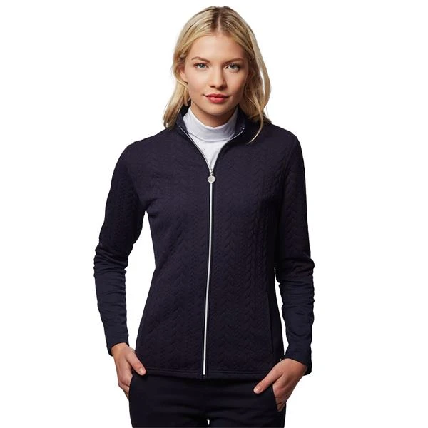 Ladies Kami Cable Full Zip Top Navy - Image 3