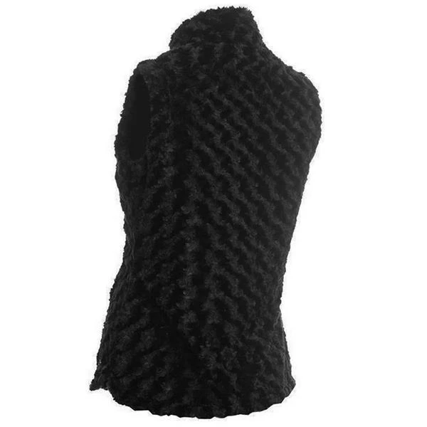 Ladies Katherine Fun Fur Gilet Black - Image 2