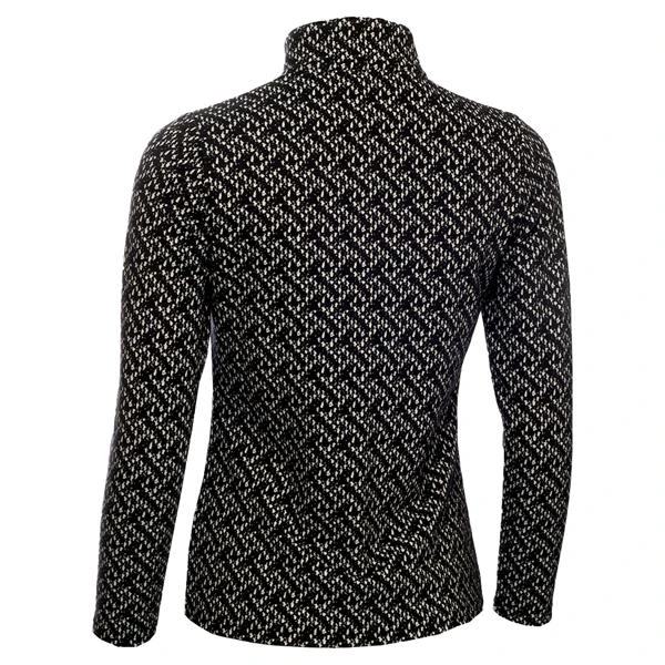 Ladies Kenza Zip Neck Jacquard Top Black - Image 2