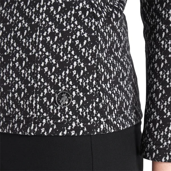 Ladies Kenza Zip Neck Jacquard Top Black - Image 6