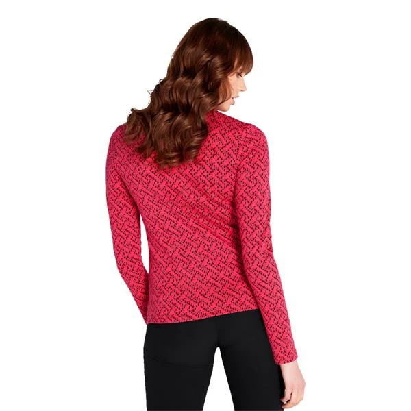 Ladies Kenza Zip Neck Jacquard Top Deep Pink - Image 4