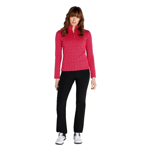 Ladies Kenza Zip Neck Jacquard Top Deep Pink - Image 5