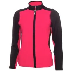 Ladies Kira Full Zip Hybrid Cardigan Deep Pink Black