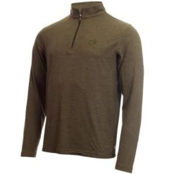 Gents Newport ½ Zip Top Olive Green - Marl