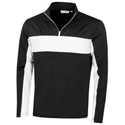 Gents Embossed ½ Zip Top Black - White