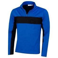 Gents Embossed ½ Zip Top Blue - Black