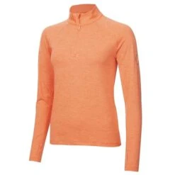 Ladies ¼ Zip Layering Top Coral Marl