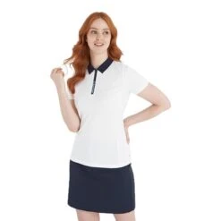 Ladies Raquette Polo Shirt White - Navy