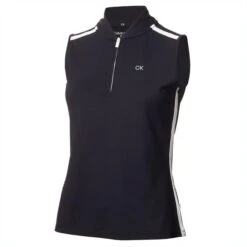 Ladies Chenang Sleeveless Polo Shirt Navy - White
