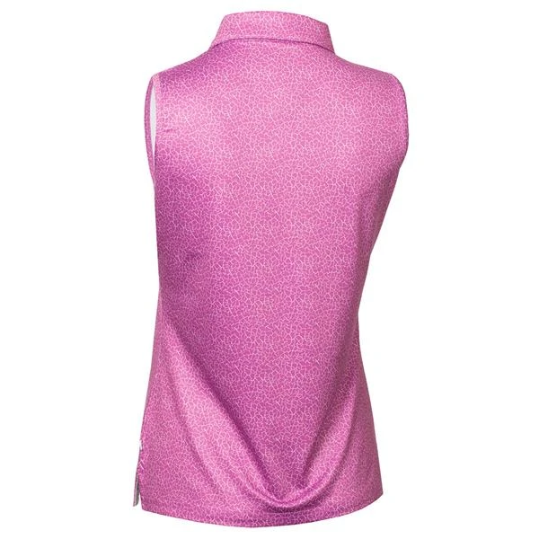 Ladies Crackle Sleeveless Polo Shirt Orchid - White - Image 2