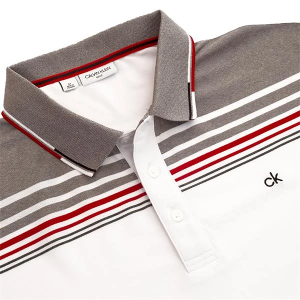 Gents Nelson Polo Shirt White Grey Marl - Image 3