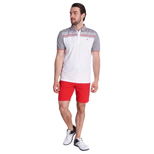Gents Nelson Polo Shirt White Grey Marl - Image 6