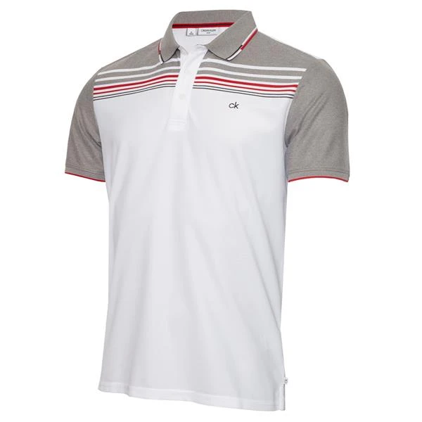 Gents Nelson Polo Shirt White Grey Marl